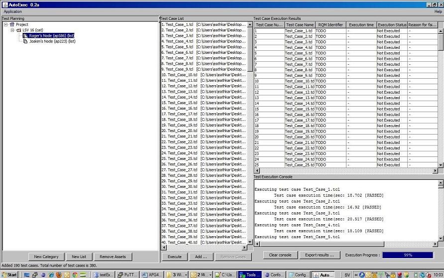 Typical AutoTest workspace.